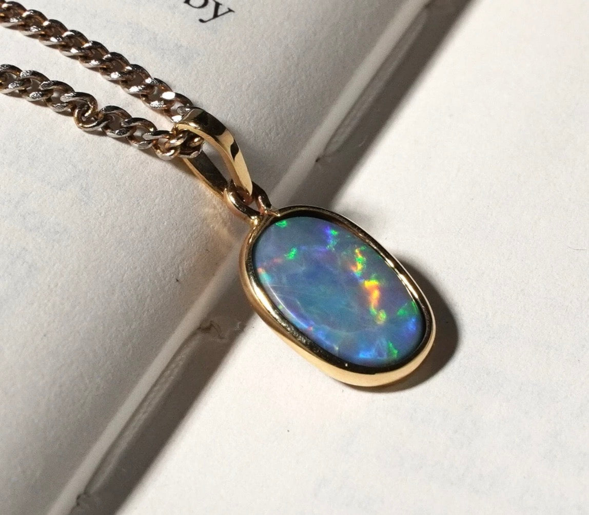 Basic Bezel Opal Pendant set in 14k PICK YOUR STONE!!!